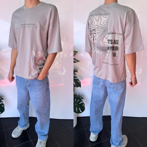 Футболка Three Black (S-XL) 2042 grey (лето) Three Black 2042 grey