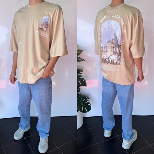 Футболка Three Black (S-XL) 2046 beige (лето) Three Black 2046 beige