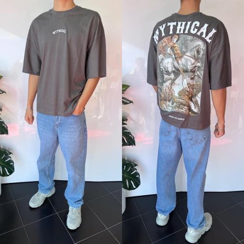 Футболка Three Black (S-XL) 2059 grey (лето) Three Black 2059 grey