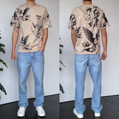 Футболка Three Black (S-XL) 2121 beige (лето) Three Black 2121 beige