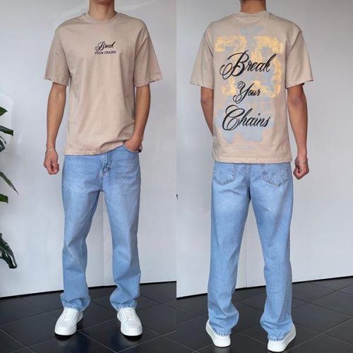 Футболка Three Black (S-XL) 2124 beieg (лето) Three Black 2124 beieg