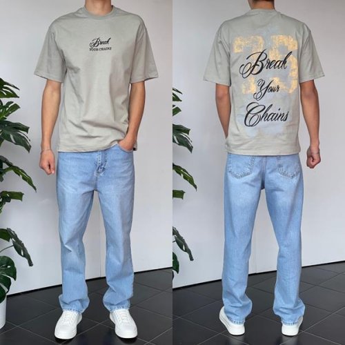 Футболка Three Black (S-XL) 2125 grey (лето) Three Black 2125 grey