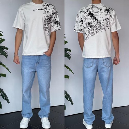 Футболка Three Black (S-XL) 2130 white (лето) Three Black 2130 white