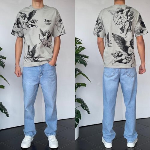 Футболка Three Black (S-XL) 2135 grey (лето) Three Black 2135 grey