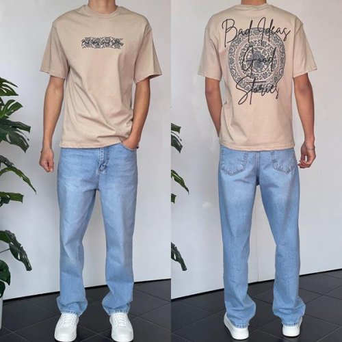 Футболка Three Black (S-XL) 2142 beige (лето) Three Black 2142 beige