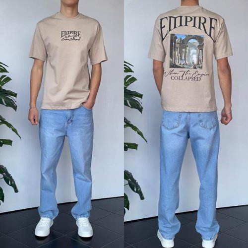 Футболка Three Black (S-XL) 2160 beige (лето) Three Black 2160 beige
