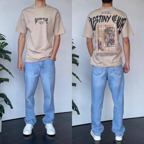 Футболка Three Black (S-XL) 2171 beige (лето) Three Black 2171 beige
