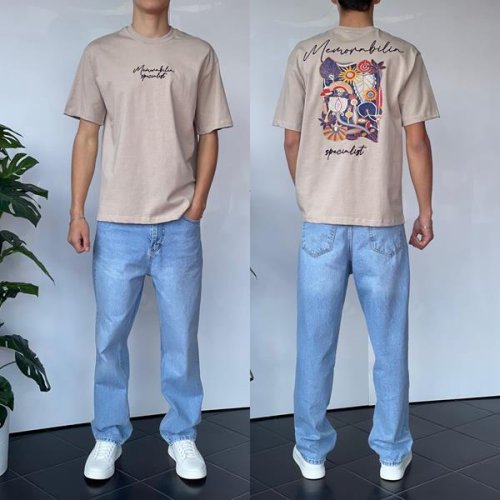 Футболка Three Black (S-XL) 2176 beige (лето) Three Black 2176 beige