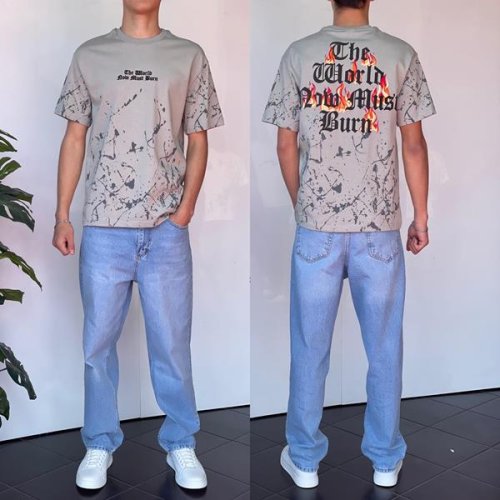 Футболка Three Black (S-XL) 2196 grey (лето) Three Black 2196 grey