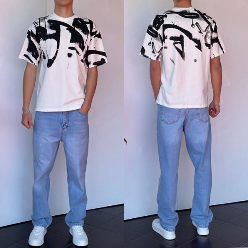 Футболка Three Black (S-XL) 2211 white (лето) Three Black 2211 white
