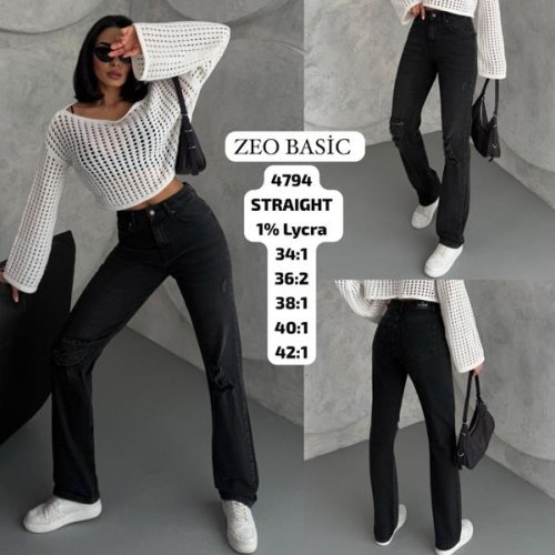 Джинсы Jeans Style (34-42) 4794 black (лето) Jeans Style 4794 black