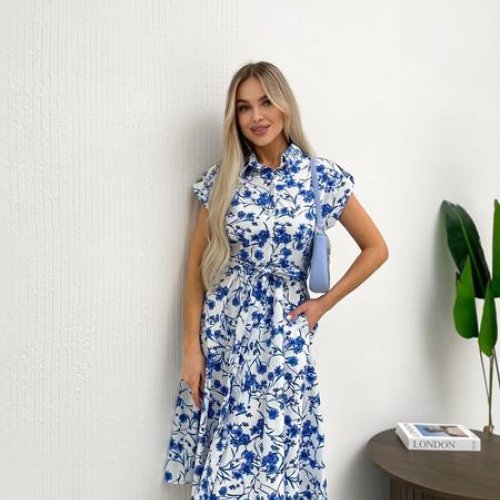 Платье Arina (42-48) 2444 white-blue (лето) Arina 2444 white-blue