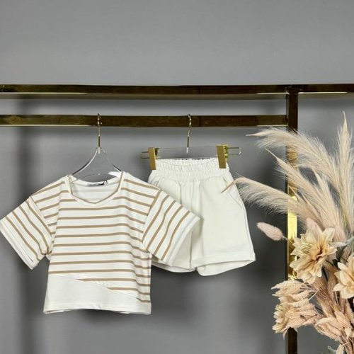 Костюм Delfinka (116-140) 551 white-beige (лето) Delfinka 551 white-beige