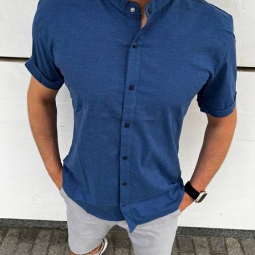 Рубашка Nik (L-2XL) 55985 blue (лето) Nik 55985 blue