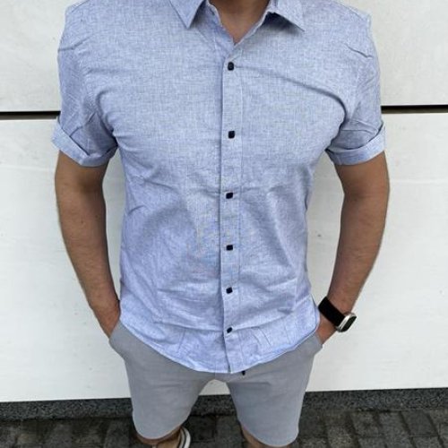 Рубашка Nik (L-2XL) 55987 l.blue (лето) Nik 55987 l.blue
