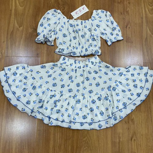 Платье Dingo (134-158) 299 white-l.blue (лето) Dingo 299 white-l.blue