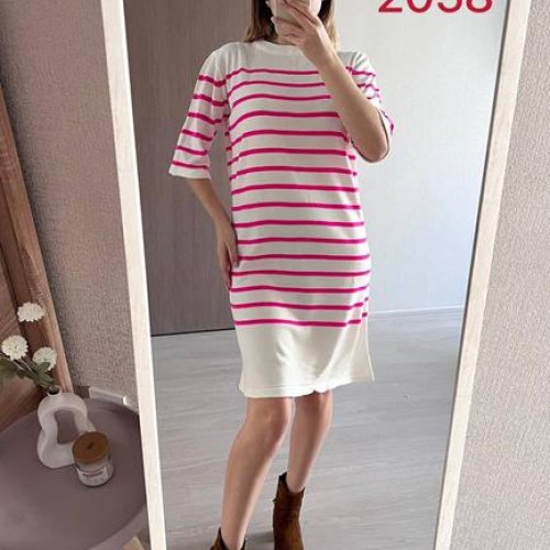 Платье FSN (44-48) 2058 white-pink (лето) FSN 2058 white-pink