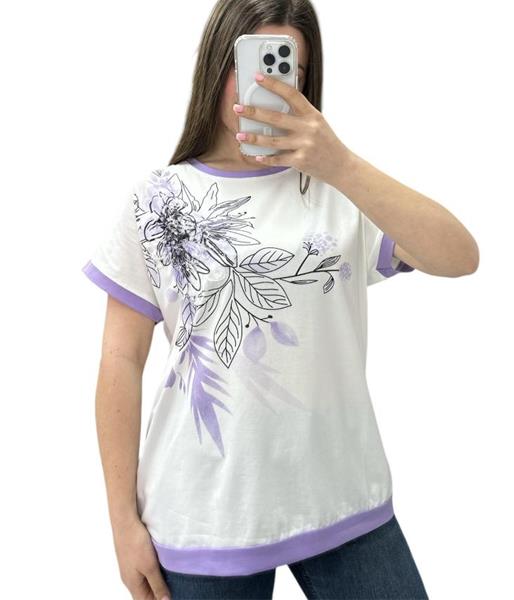 Футболка Ekvato (48-56) 25220 white-lilac (лето)
