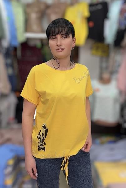 Футболка Shipi (L-2XL) 25308 yellow (лето)