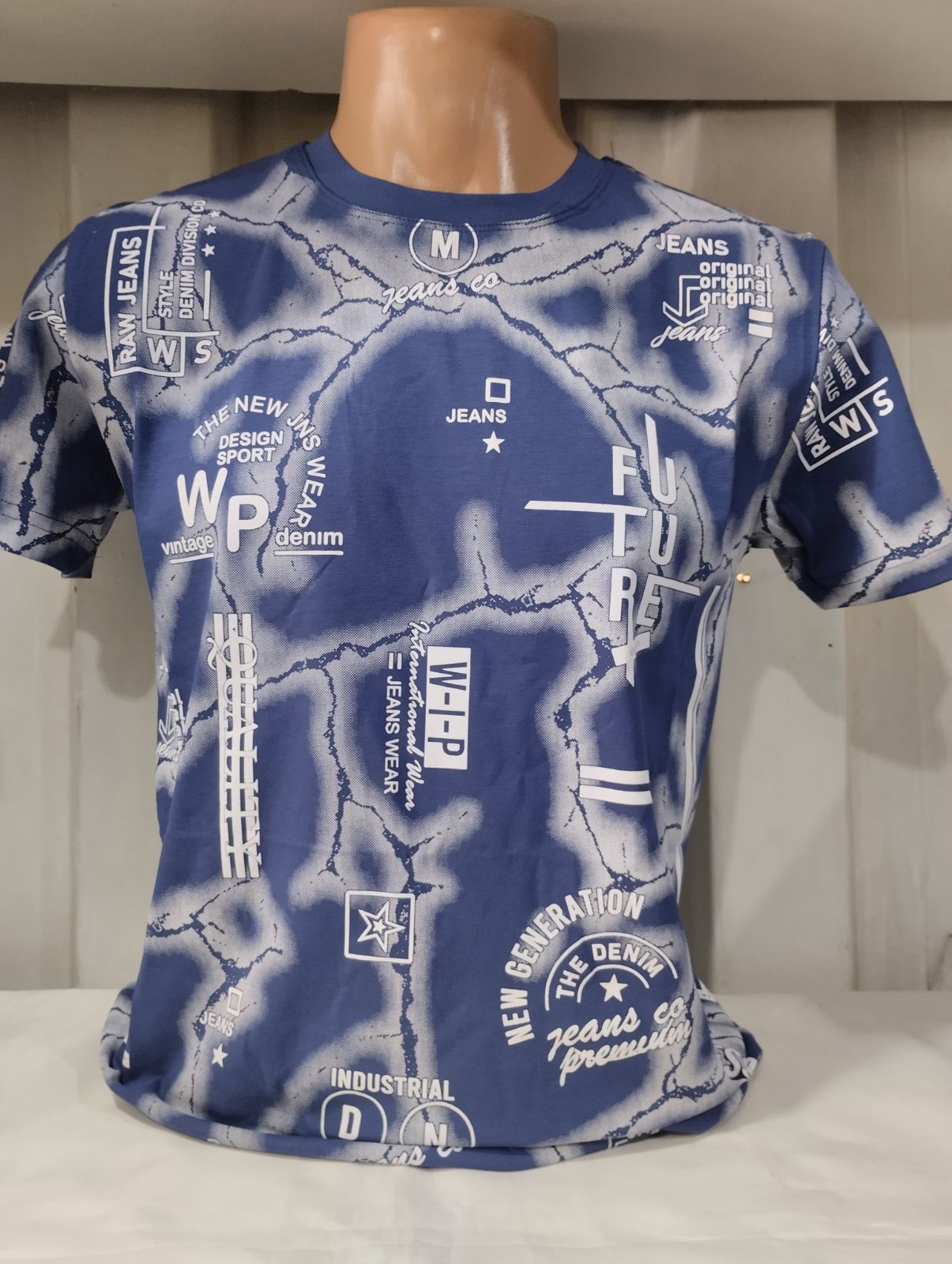 Футболка Panda (M-2XL) 1760 blue (лето)