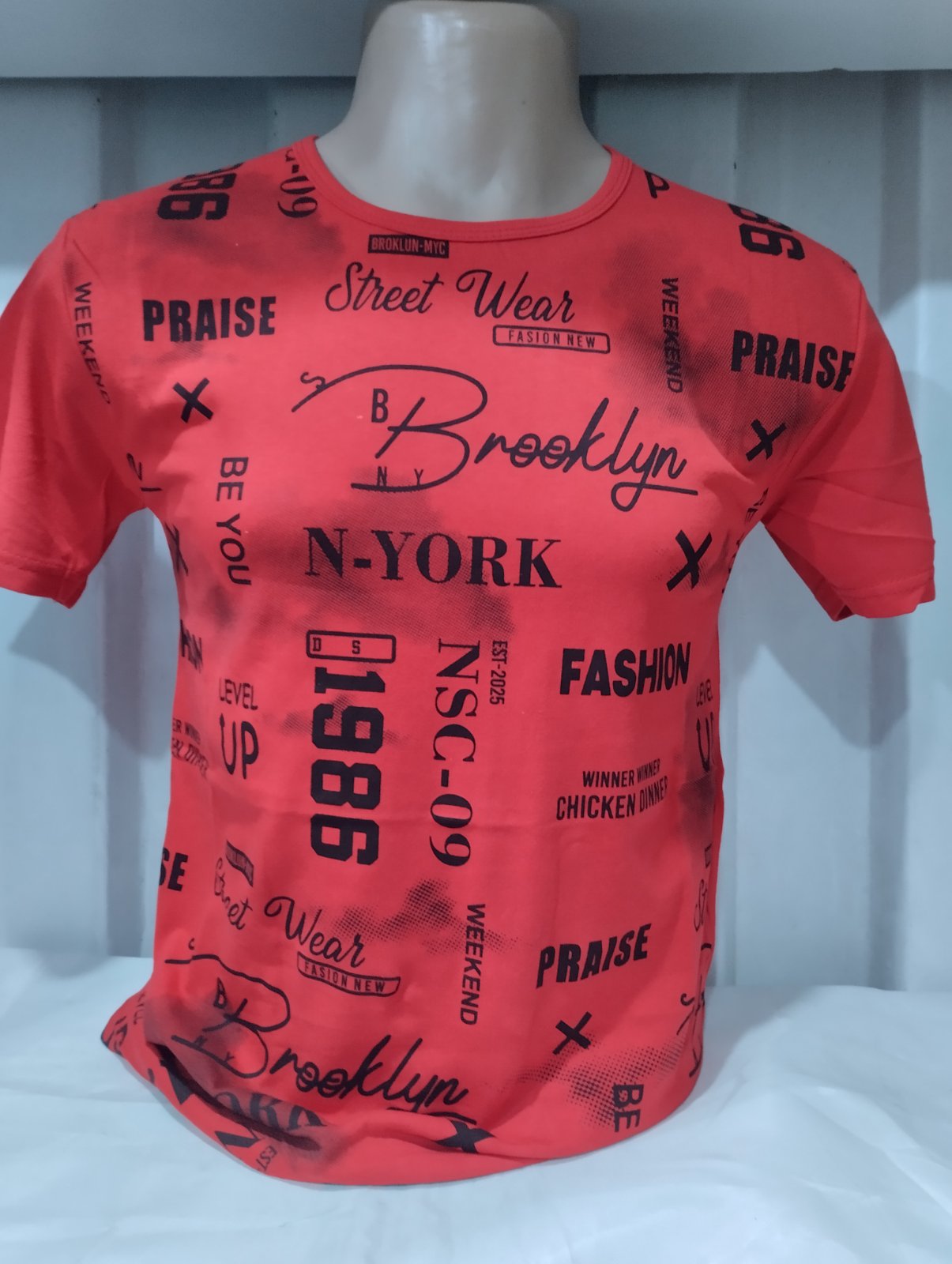 Футболка Panda (M-2XL) 1762 red (лето)