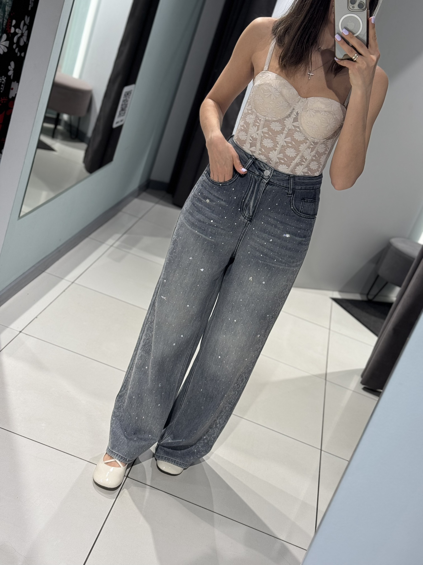 Джинсы Comod (S-XL) 3609 grey (деми)
