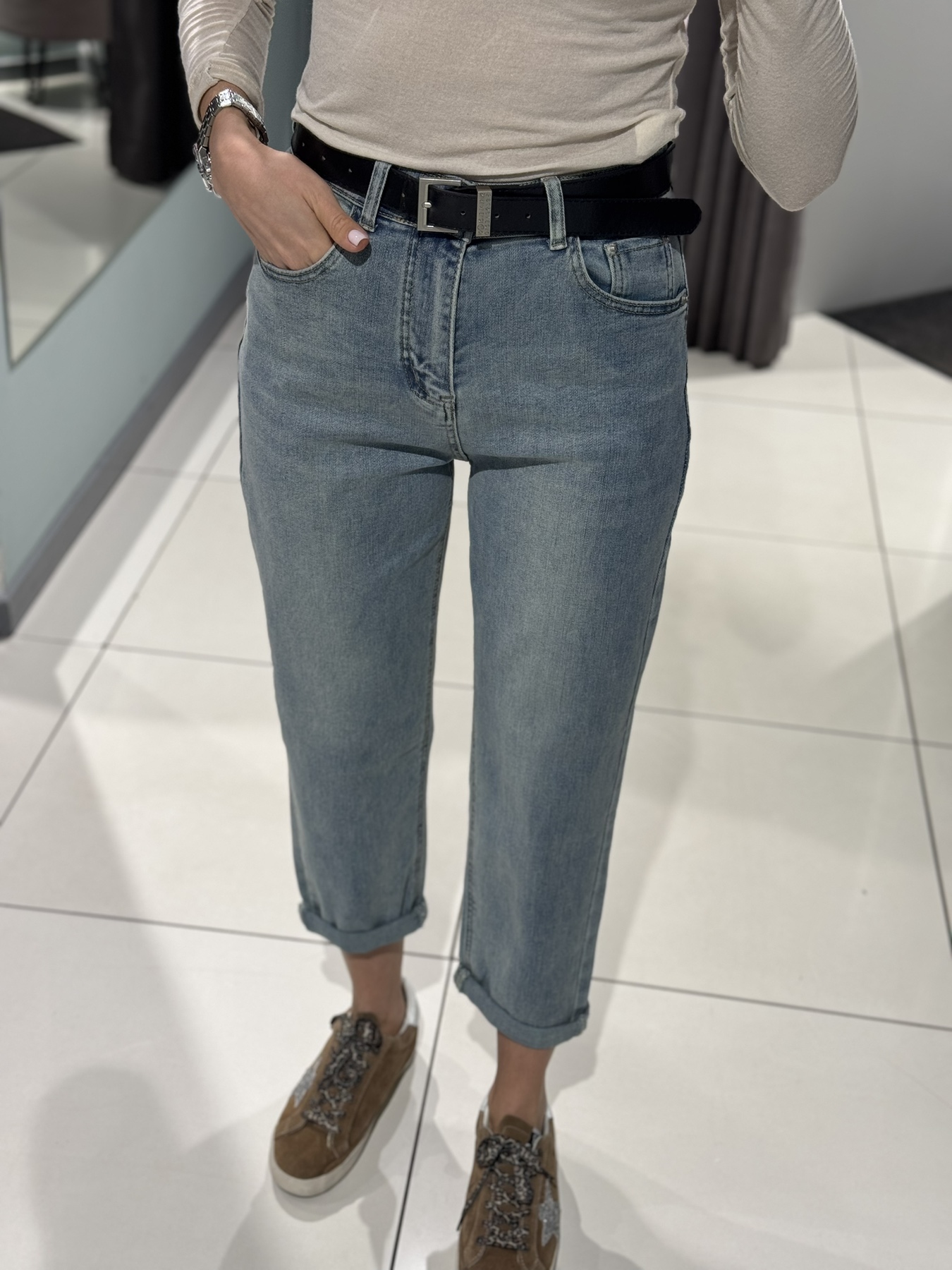 Джинсы Comod (S-XL) 50317 l.blue (деми)