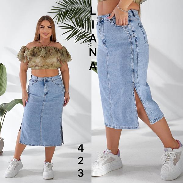 Юбка Liana Denim (32-42) 423 l.blue (лето)