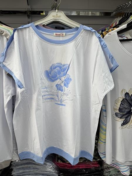 Футболка P.HEY (XL-4XL) 1505 white-blue (лето)