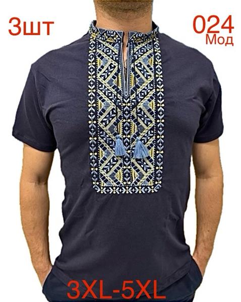 Вышиванка Надийка (3XL-5XL) N74-024 navy (лето)