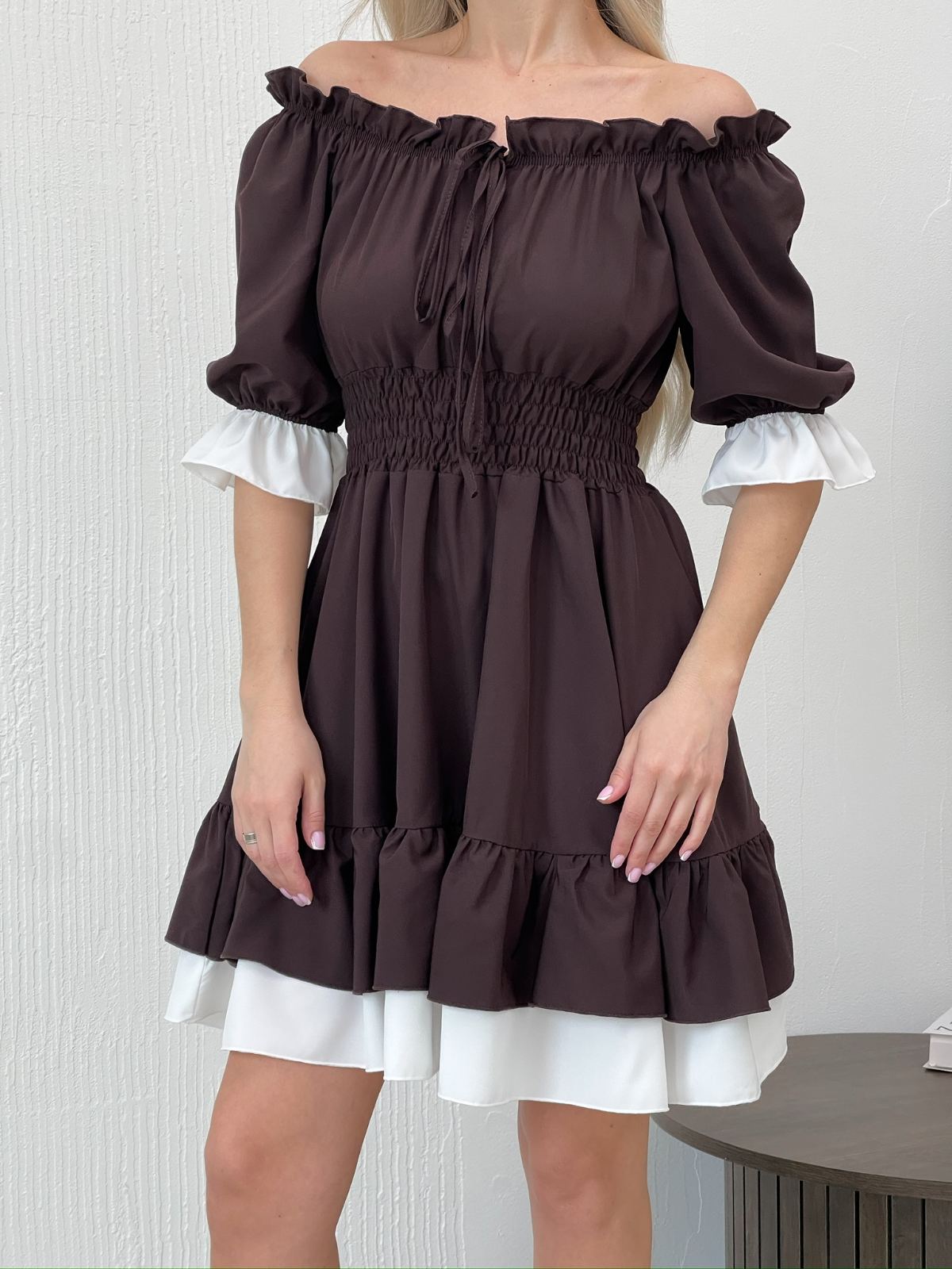 Платье Latoria (42-44) 631 brown-white (лето)