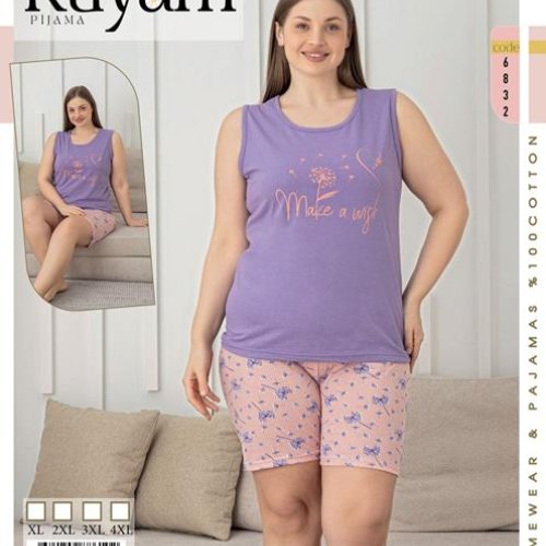 Пижама Dra Gon (XL-4XL) 6832 purple (лето) Dra Gon 6832 purple