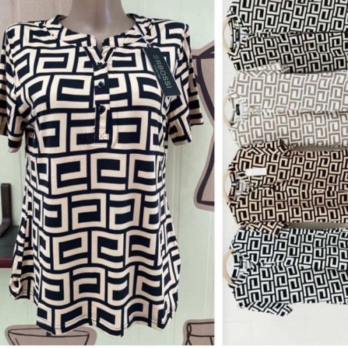 Блузка Ileana (M-3XL) IL15 black-white (лето) Ileana IL15 black-white