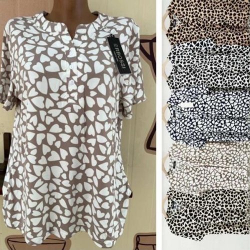 Блузка Ileana (M-3XL) IL23 white-beige (лето) Ileana IL23 white-beige