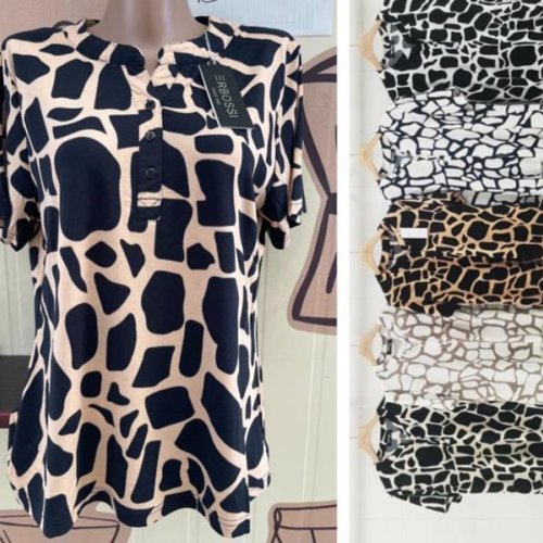 Блузка Ileana (M-3XL) IL57 black-beige (лето) Ileana IL57 black-beige