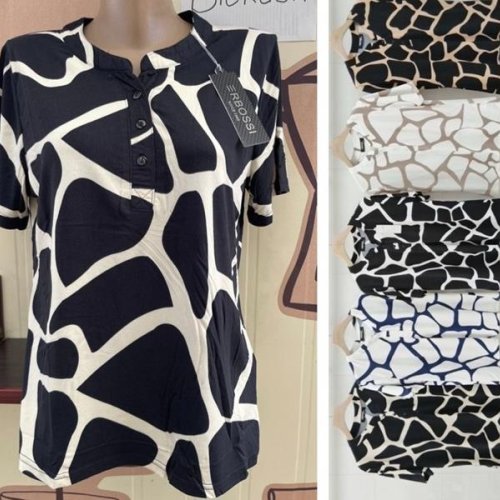 Блузка Ileana (M-3XL) IL69 white-navy (лето) Ileana IL69 white-navy