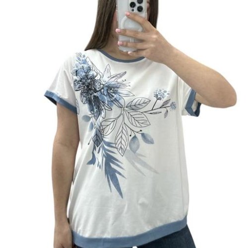 Футболка Ekvato (48-56) 25220 white-l.blue (лето) Ekvato 25220 white-l.blue