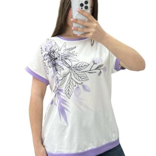 Футболка Ekvato (48-56) 25220 white-lilac (лето) Ekvato 25220 white-lilac