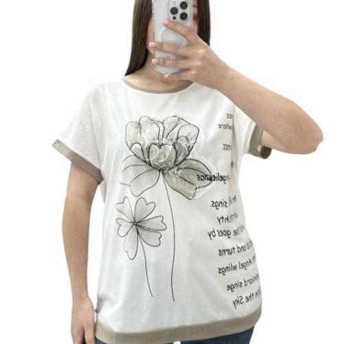 Футболка Ekvato (48-56) 25024 white-beige (лето) Ekvato 25024 white-beige