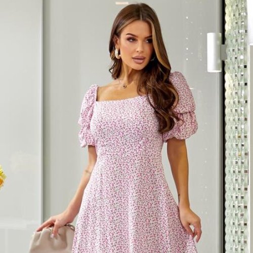 Платье Potok (44-48) 897 white-pink (лето) Potok 897 white-pink