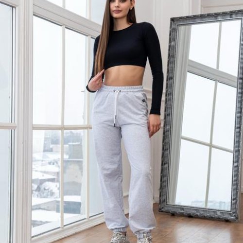 Штаны спорт AZNA (S-XL) Б88 grey (деми) AZNA Б88 grey