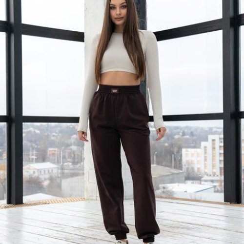 Штаны спорт AZNA (S-XL) Б98 brown (деми) AZNA Б98 brown