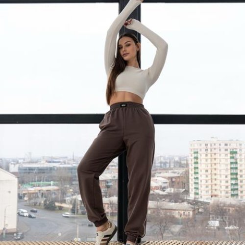Штаны спорт AZNA (S-XL) Б101 brown (деми) AZNA Б101 brown