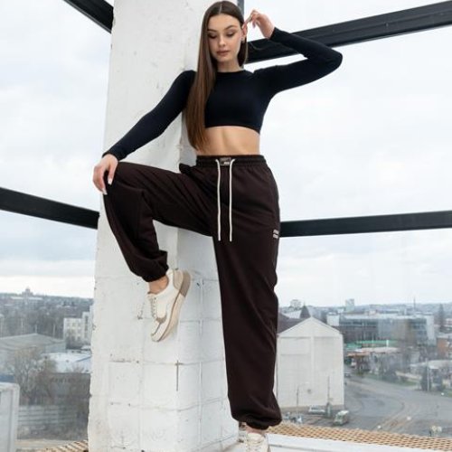 Штаны спорт AZNA (S-XL) Б28 brown (деми) AZNA Б28 brown