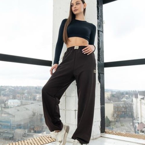 Штаны спорт AZNA (S-XL) Б32 d.brown (деми) AZNA Б32 d.brown