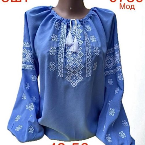 Вышиванка Надийка (48-56) 0730 l.blue (деми) Надийка 0730 l.blue
