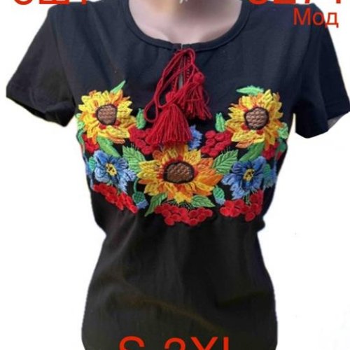 Вышиванка Надийка (S-3XL) 5271 black (лето) Надийка 5271 black