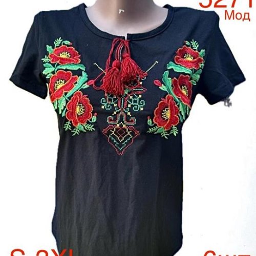 Вышиванка Надийка (S-3XL) 5271-4 black (лето) Надийка 5271-4 black