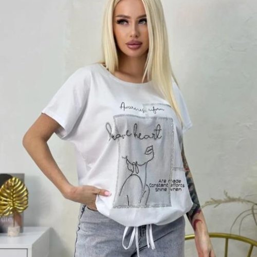 Футболка Anna&Vika (50-56) 25314 white (лето) Anna&Vika 25314 white