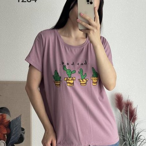 Футболка FSN (48-54) 1284 lilac (лето) FSN 1284 lilac